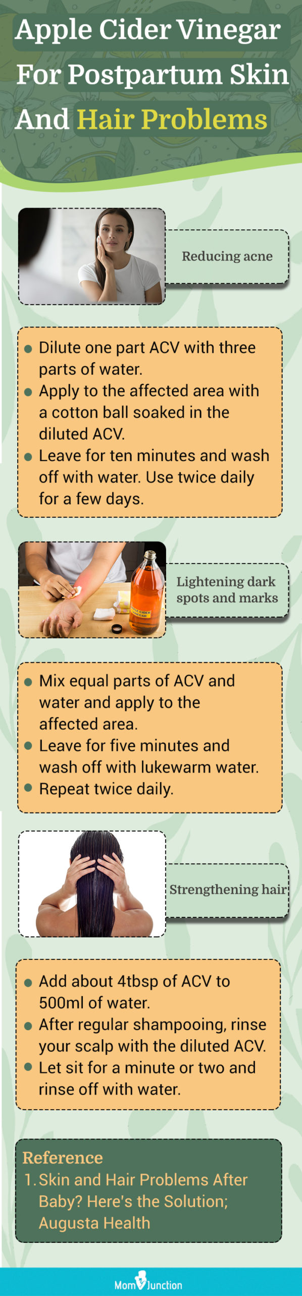 apple cider vinegar for postpartum skin and hair problems (infographic)