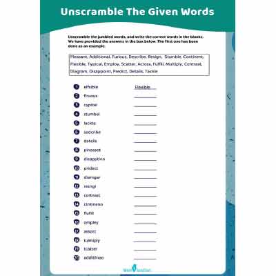 Unscramble The Words To Form Correct Spelling